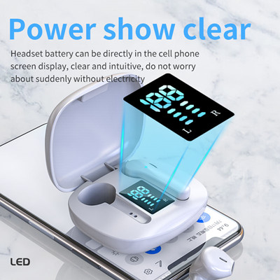 JS36 New screen display bluetooth headset binaural stereo wireless 5.0 into sports bluetooth headset