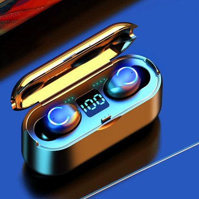 F9-8 fingerprint breathing light bluetooth headset 1200mAh high warehouse digital display TWS wirele
