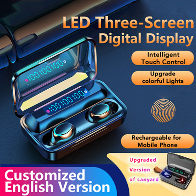 F9-37 Three-display LED touch digital stereo wireless bluetooth headset 5.0