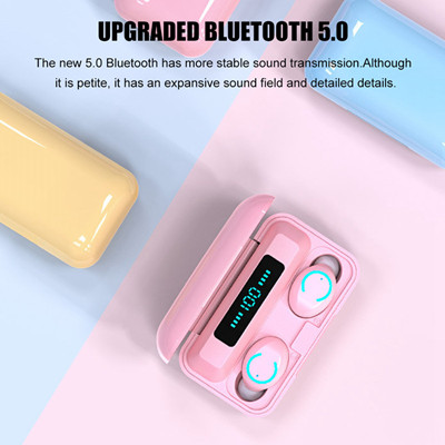 F9-9 Macaron bluetooth headset 1200 mAh large capacity digital display touch TWS wireless headset