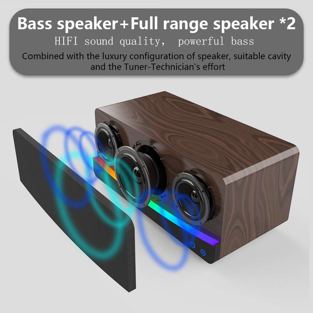 New WS005 bluetooth speaker HIFI subwoofer home theater TV atmosphere light wooden bookshelf audio